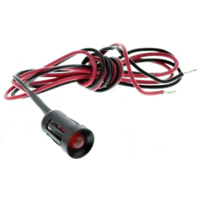 RS PRO Red Panel Mount Indicator 2V DC 20mA Lead Wire Recessed 8mm Black Bezel 206-851