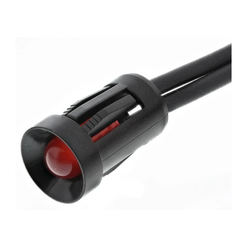 RS PRO Red Panel Mount Indicator 2V DC 20mA Lead Wire Recessed 8mm Black Bezel 206-851