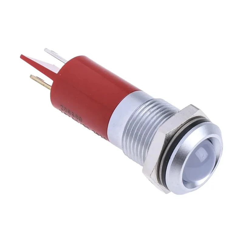 RS PRO Red Panel Mount Indicator, 24 V AC/DC, 20mA, Solder Tab, IP67, Prominent Bezel 206-889