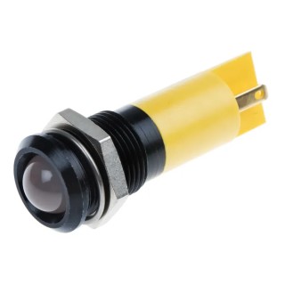 RS PRO Yellow Panel Mount Indicator, 24V AC/DC, 20mA, IP67, Solder Tab, Prominent Bezel 207-501