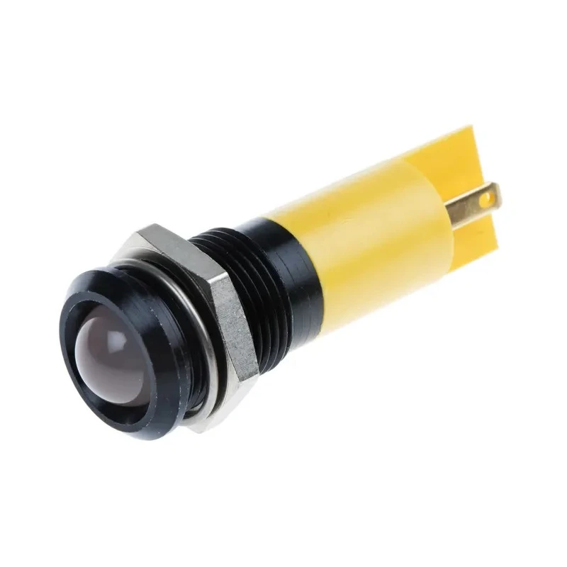 RS PRO Yellow Panel Mount Indicator, 24V AC/DC, 20mA, IP67, Solder Tab, Prominent Bezel 207-501