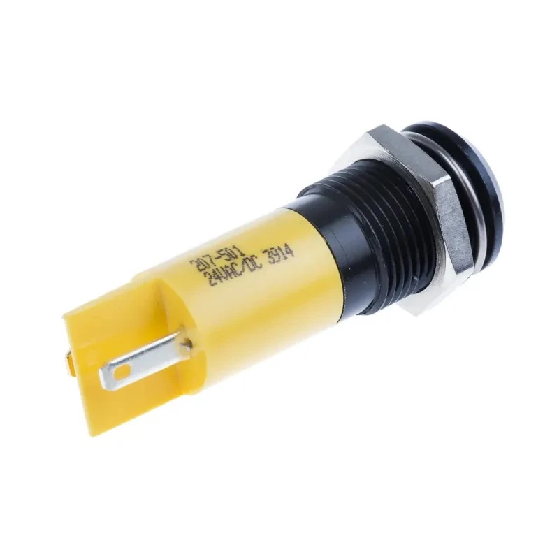RS PRO Yellow Panel Mount Indicator, 24V AC/DC, 20mA, IP67, Solder Tab, Prominent Bezel 207-501