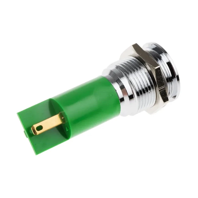 RS PRO Panel Mount LED Indicator 24 V AC, 24 V DC, Green, 20mA, Solder Tab Termination, Prominent Bezel 207-955