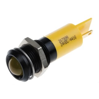 RS PRO Yellow Panel Mount Indicator 24V DC 20mA Solder Tab Termination Prominent 207-898