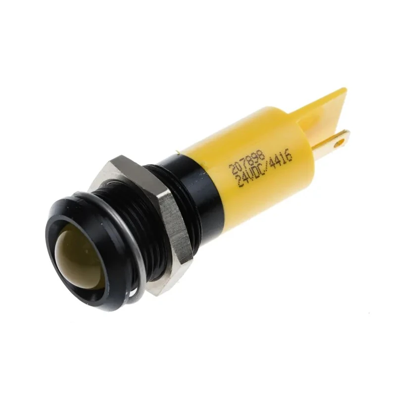 RS PRO Yellow Panel Mount Indicator 24V DC 20mA Solder Tab Termination Prominent 207-898