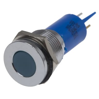 RS PRO Blue Panel Mount Indicator 24V AC/DC, 20mA, Flush Bezel, Solder Tab, 16mm Mounting, Model 208-289