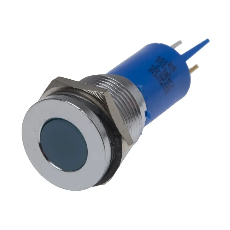 RS PRO Blue Panel Mount Indicator 24V AC/DC, 20mA, Flush Bezel, Solder Tab, 16mm Mounting, Model 208-289