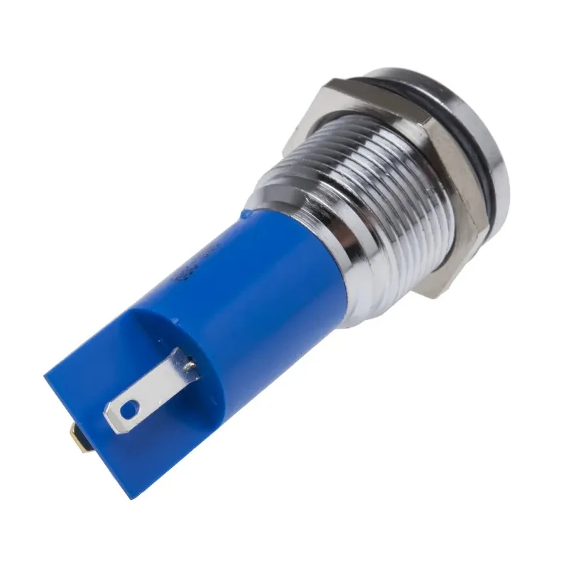 RS PRO Blue Panel Mount Indicator 24V AC/DC, 20mA, Flush Bezel, Solder Tab, 16mm Mounting, Model 208-289