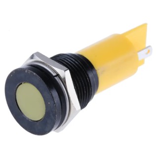 RS PRO Yellow Panel Mount Indicator 24 V AC 24 V DC 20mA Solder Tab Flush 16mm 208-324