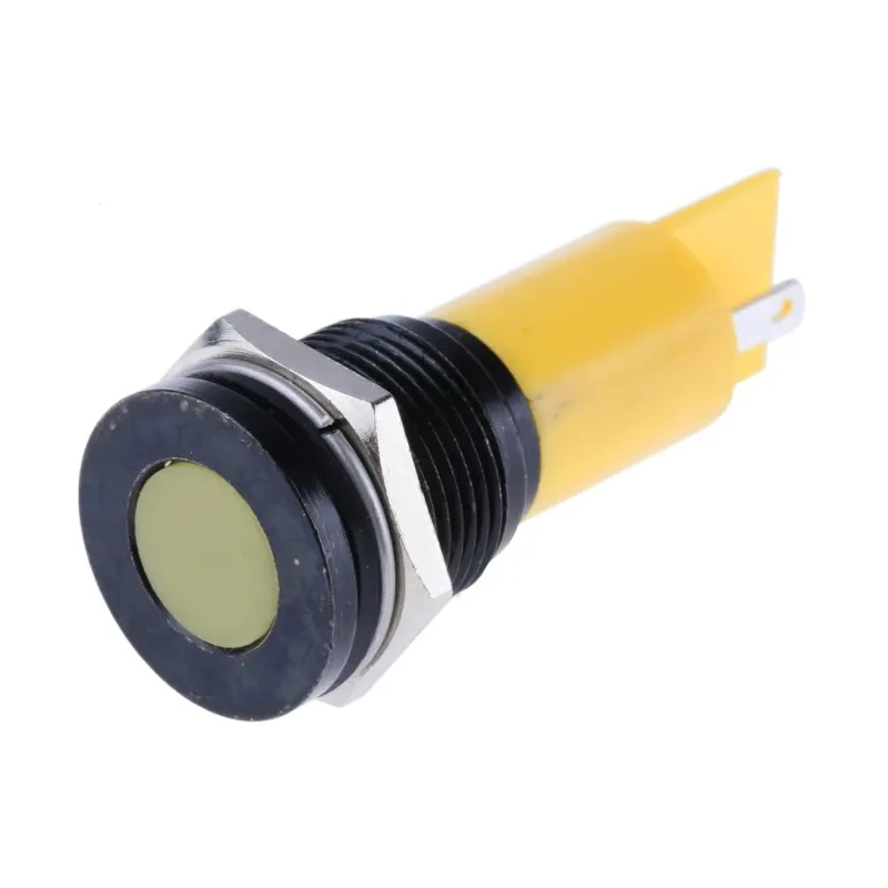 RS PRO Yellow Panel Mount Indicator 24 V AC 24 V DC 20mA Solder Tab Flush 16mm 208-324