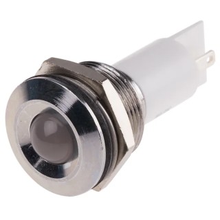 RS PRO White Panel Mount Indicator 24V AC/DC 20mA IP67 Prominent Solder Tab 208-526