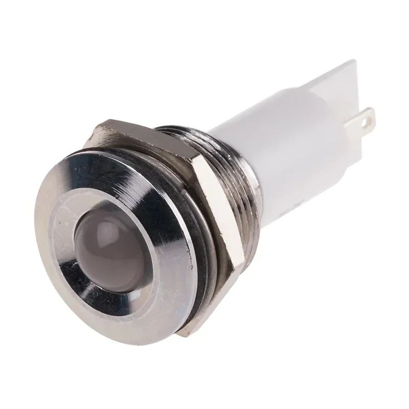 RS PRO White Panel Mount Indicator 24V AC/DC 20mA IP67 Prominent Solder Tab 208-526