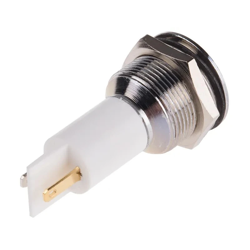 RS PRO White Panel Mount Indicator 24V AC/DC 20mA IP67 Prominent Solder Tab 208-526