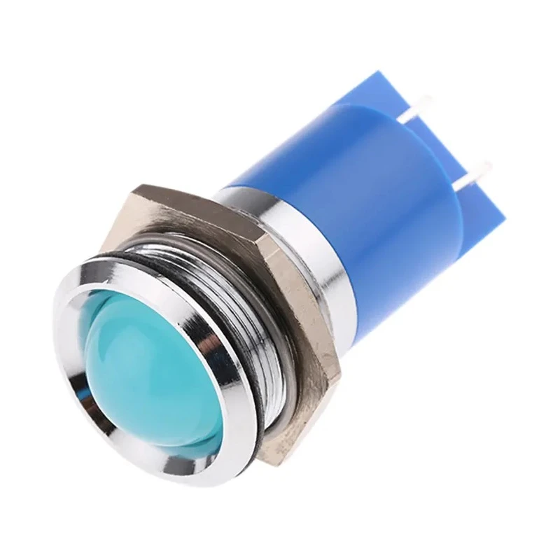 RS PRO Blue Panel Mount Indicator 230V AC 3mA IP67 Prominent Chrome Bezel Silver 61mm IP67