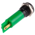RS PRO Green Panel Mount LED Indicator 12 V AC/DC, 20mA, IP67, Solder Tab, Prominent Bezel 208-740