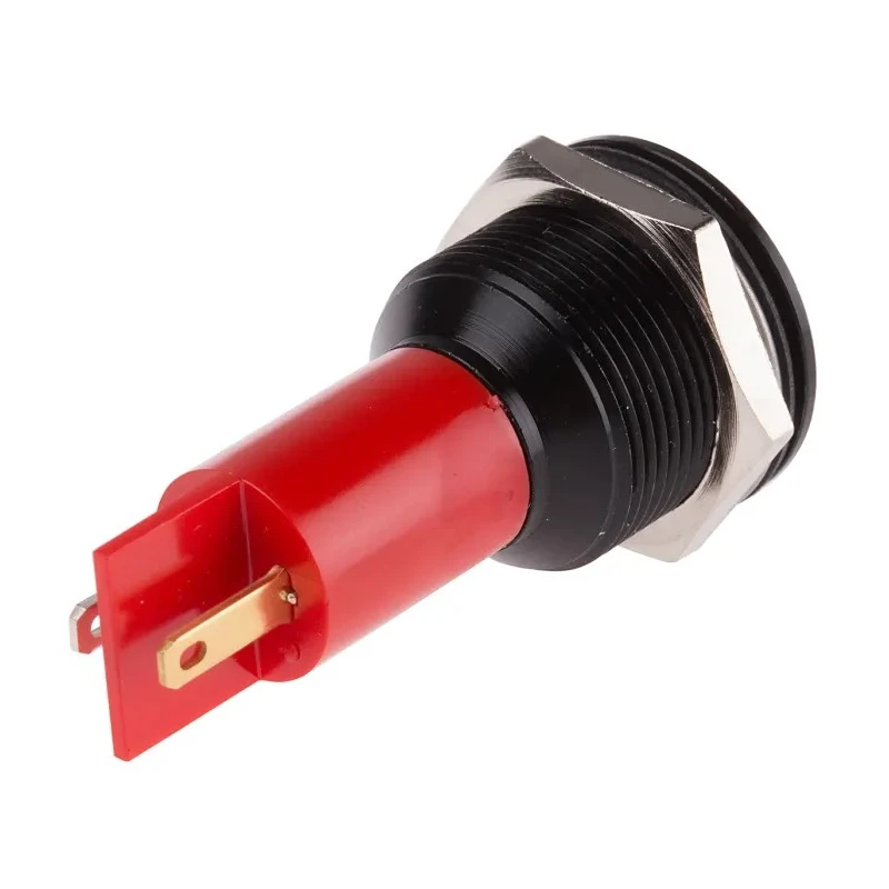 RS PRO Red Panel Mount Indicator 230V AC, 115V DC, Prominent Bezel, 3mA, 67.5mm Length, 19mm Mount Hole 208-784