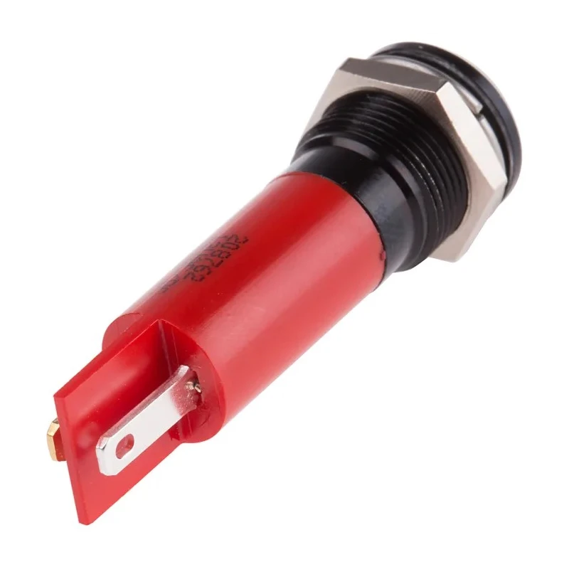 RS PRO Red Panel Mount LED Indicator, 12V AC/DC, 20mA, IP67, Solder Tab, Prominent Bezel 208-762
