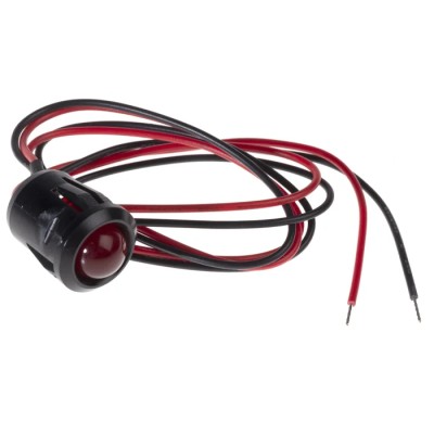 RS PRO Red Panel Mount LED Indicator, 2V DC, 20mA, Prominent Bezel, Lead Wire Termination 208-970