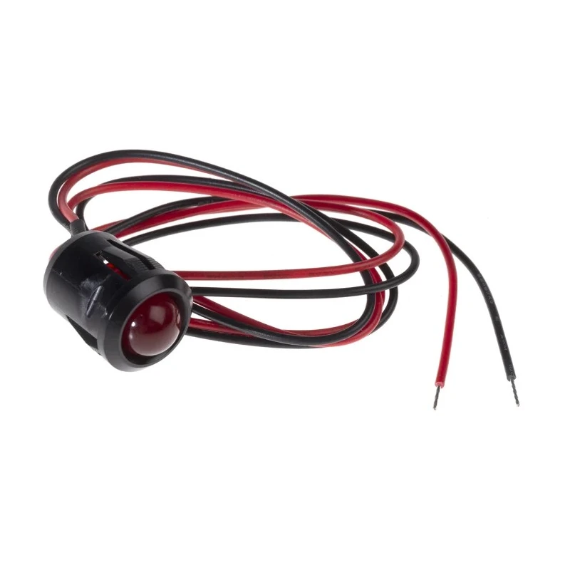 RS PRO Red Panel Mount LED Indicator, 2V DC, 20mA, Prominent Bezel, Lead Wire Termination 208-970