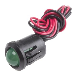 RS PRO Green Panel Mount Indicator 2V DC, 20mA, Lead Wire, Prominent Bezel 209-125
