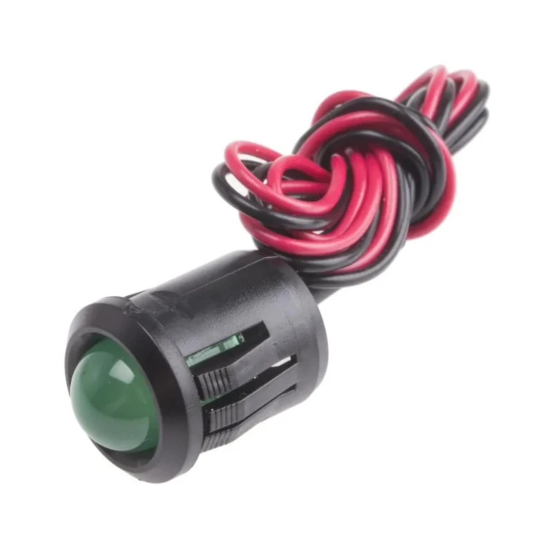 RS PRO Green Panel Mount Indicator 2V DC, 20mA, Lead Wire, Prominent Bezel 209-125