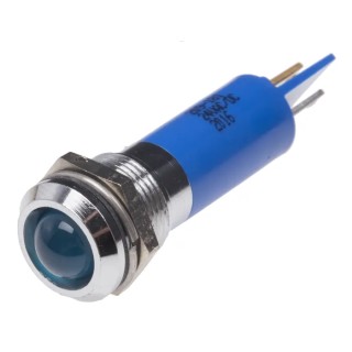 RS PRO Blue Panel Mount LED Indicator 24 V AC/DC 20mA Solder Tab IP67 Prominent Bezel 209-181