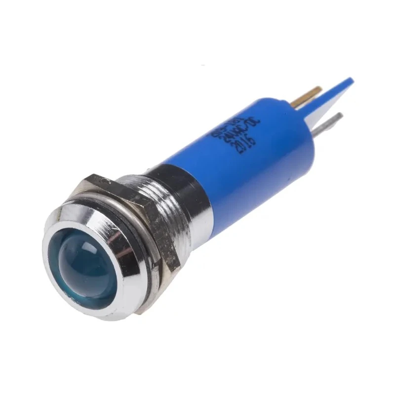RS PRO Blue Panel Mount LED Indicator 24 V AC/DC 20mA Solder Tab IP67 Prominent Bezel 209-181