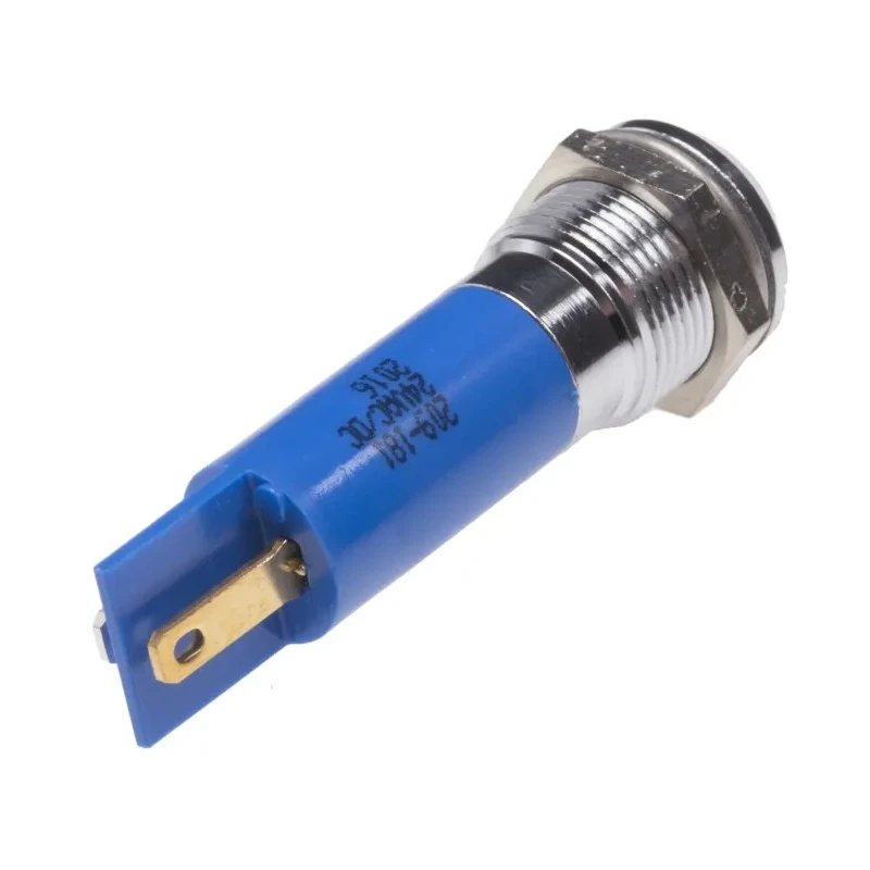 RS PRO Blue Panel Mount LED Indicator 24 V AC/DC 20mA Solder Tab IP67 Prominent Bezel 209-181