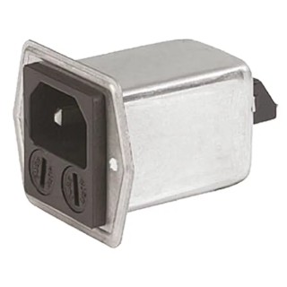 Schurter Panel Mount IEC Connector with Line Filter 250V AC 8A 2 Fuses Male Solder Termination 5707.0801.312