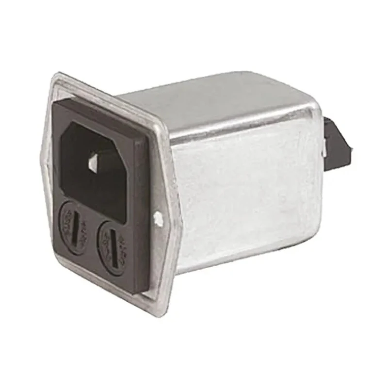 Schurter Panel Mount IEC Connector with Line Filter 250V AC 8A 2 Fuses Male Solder Termination 5707.0801.312