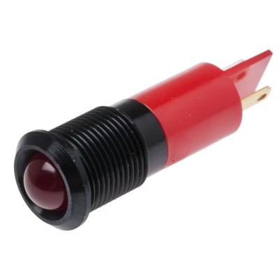 RS PRO Red Panel Mount LED Indicator 12V DC Solder Tab Prominent Bezel 47mm 14mm Mount Hole 209-850
