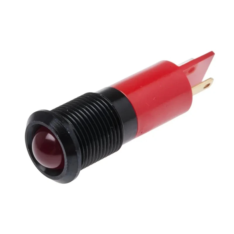 RS PRO Red Panel Mount LED Indicator 12V DC Solder Tab Prominent Bezel 47mm 14mm Mount Hole 209-850