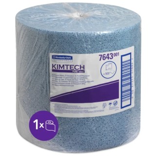 KIMTECH Dry Multi-Purpose Cleaning Wipes Roll, 380 x 340 mm, Blue, 500 Sheets, Repeat Use 7643