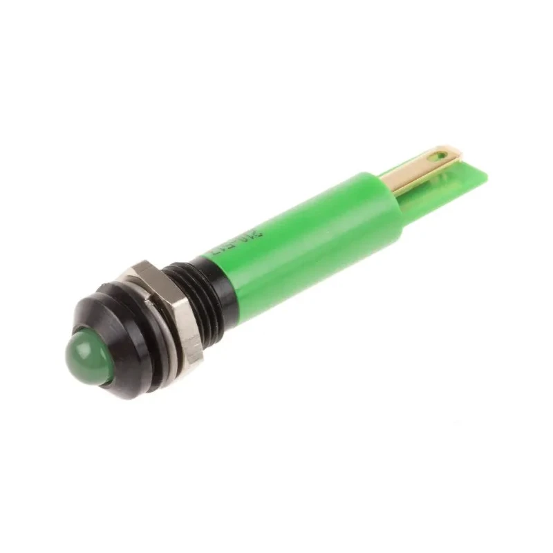 RS PRO Green Panel Mount Indicator 110V AC, 6mA, Solder Tab, Prominent Bezel 210-513