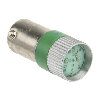 RS PRO Green Indicator Lamp Multichip 24V DC BA9 Base 10 mm Diameter 210-917
