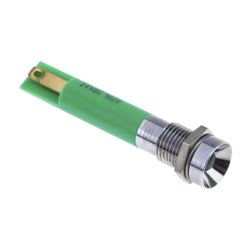 RS PRO Green Panel Mount Indicator 24V DC 20mA Recessed Solder Tab IP40 8mm 210-967