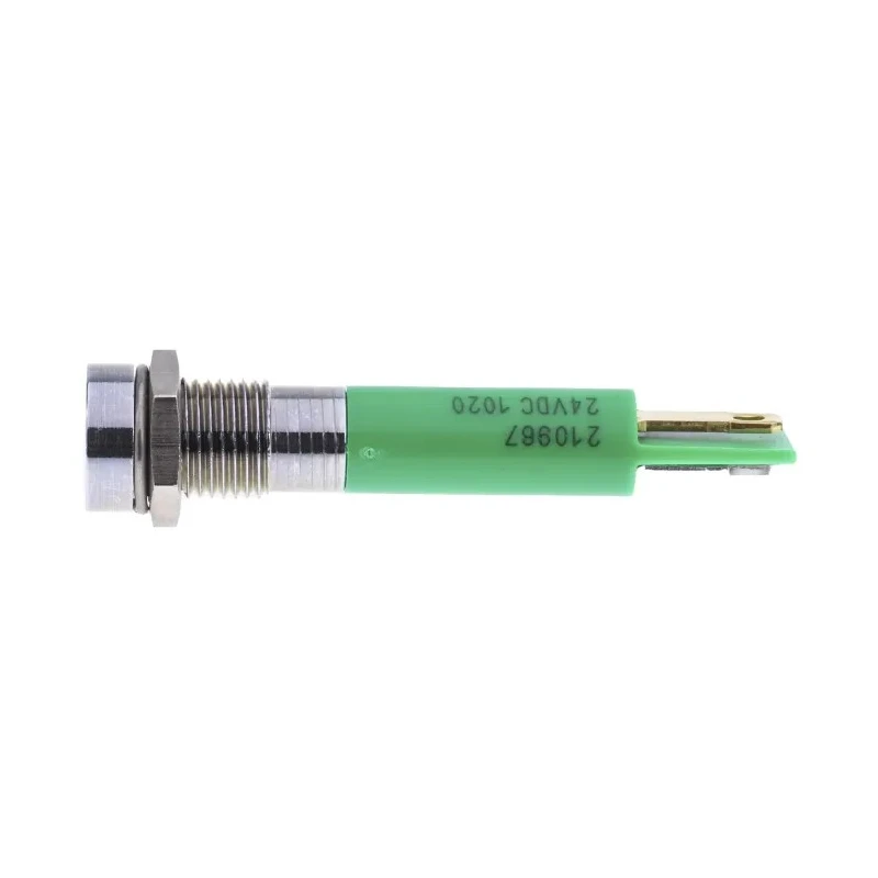 RS PRO Green Panel Mount Indicator 24V DC 20mA Recessed Solder Tab IP40 8mm 210-967