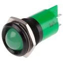 RS PRO Panel Mount LED Indicator Green 24V AC/DC 20mA Solder Tab IP67 22 mm Mount Hole Prominent Bezel 211-134