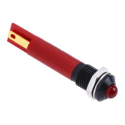 RS PRO Red Panel Mount LED Indicator 12V DC, 20mA, Solder Tab, Prominent Bezel 211-386