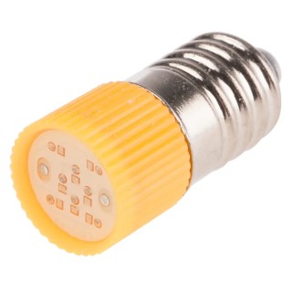 RS PRO Yellow Indicator Lamp, Multichip, 28 V AC/DC, E10 Base, 10 mm Diameter 206-687