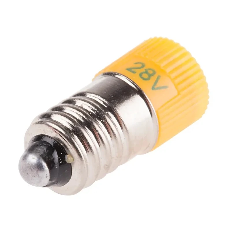 RS PRO Yellow Indicator Lamp, Multichip, 28 V AC/DC, E10 Base, 10 mm Diameter 206-687