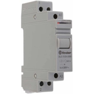 Finder Modular Step Relay DIN Rail 24V DC Coil 16A SPST-NO 58.4mm Energy Efficient 20.21.9.024.0000
