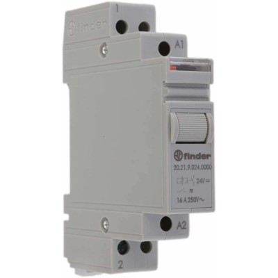 Finder Modular Step Relay DIN Rail 24V DC Coil 16A SPST-NO 58.4mm Energy Efficient 20.21.9.024.0000