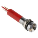RS PRO Red Panel Mount LED Indicator 24V AC/DC 20mA IP67 Recessed Solder Tab 8mm Silver Bezel 41mm 212-395