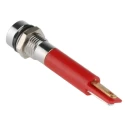 RS PRO Red Panel Mount LED Indicator 24V AC/DC 20mA IP67 Recessed Solder Tab 8mm Silver Bezel 41mm 212-395