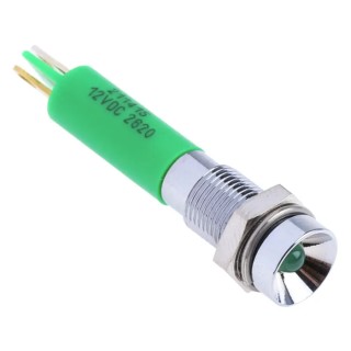 RS PRO Green Panel Mount Indicator 12V DC 20mA Recessed Solder Tab 34.4mm 6mm Hole 211-415