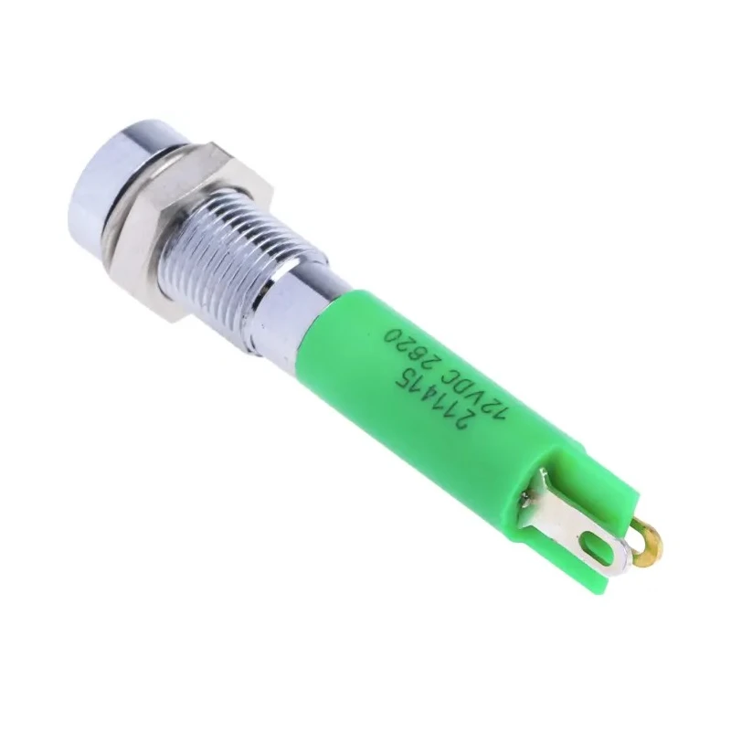 RS PRO Green Panel Mount Indicator 12V DC 20mA Recessed Solder Tab 34.4mm 6mm Hole 211-415