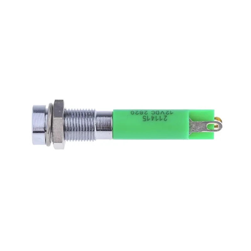 RS PRO Green Panel Mount Indicator 12V DC 20mA Recessed Solder Tab 34.4mm 6mm Hole 211-415