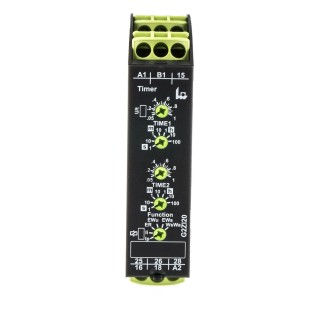 Tele DIN Rail Multifunction Timer Relay, DPDT Contacts, 12–240V AC/DC, 0.05s to 100h, IP40 G2ZI20