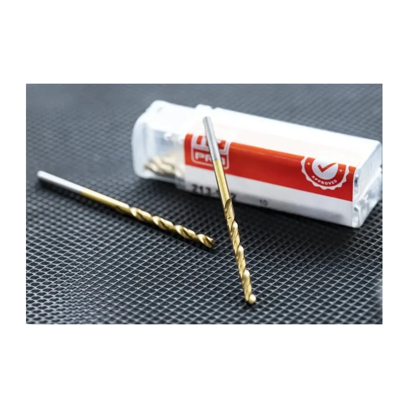 RS PRO HSS Jobber Drill Bit 2.5mm, Titanium Nitride Finish, 57mm Overall Length, 10 Pcs, Helical, Cylindrical Shank 213-922